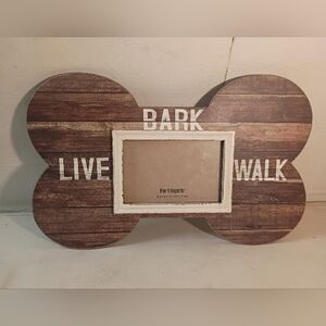 Pier 1 "Live Bark Walk" Dog Bone Wood Frame 4x6